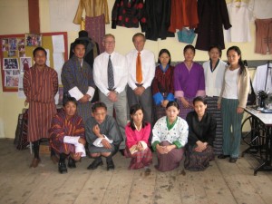 Ambassador Micheal  Sternberg  and Head of LOD in Thimphu visiting the class